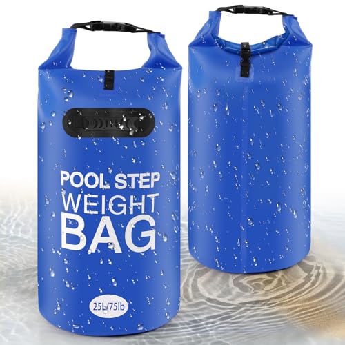 75 lb Heavy Duty Pool Ladder Weights - 2 Pack Pool Step Sand Bags for Above Ground Pools, Waterproof 500D PVC, Tear-Resistant Pool Stair Stabilizer to Prevent Floating, Blue - color: Blue, size: 75 lb