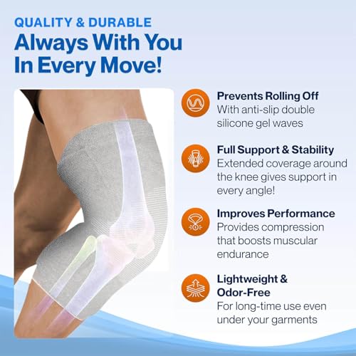 Bamboo Knee Sleeve for Knee Pain - One Pair Compression Bamboo Knee Sleeves for Women Knee Pain Knee Sleeves Plus Size (Gray, X-Large) - size: X-Large