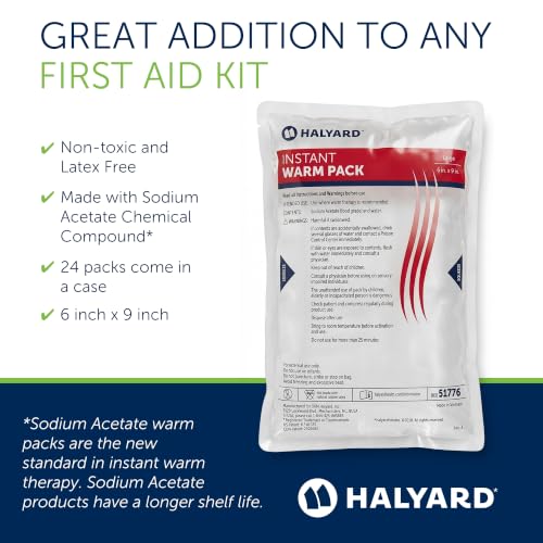 HALYARD Hot Compress Disposable Instant Warm Packs Heat Therapy Pain Relief 6 x 9 Inches Flocked, 24 Packs Per Case - 51776