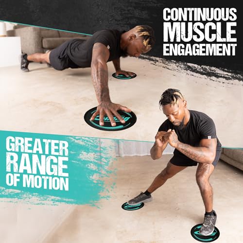 Gliding 9” Sliders for Working Out on Hardwood/Tile Floors, 1 Pair 4 Videos | The Original Exercise Sliders Disc for Full Body Fitness, Pilates, Core, Physical Therapy and Resistance Workouts - color: Black (Hardwood)