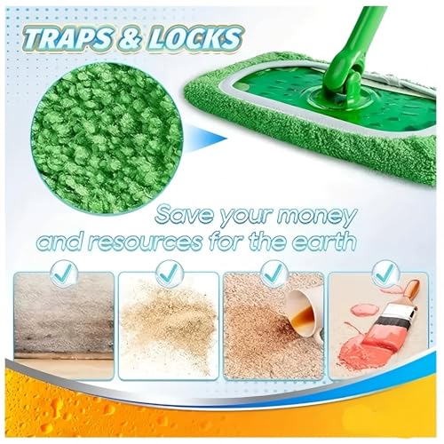 4Pcs Reusable Microfiber Mop Pads, Mop Replacement Heads, Easy Cleaning Wet & Dry Floors Surface Machine Washable Pad for Household Cleaning Essential Tool