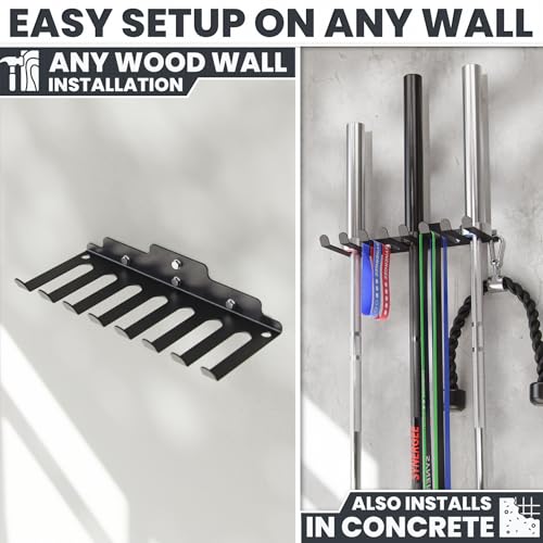 Synergee Wall Mounted Barbell Holder – Heavy Duty Gym Accessory Rack - color: g) 7 Bracket