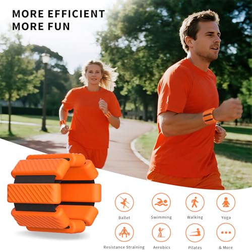 Wrist & Ankle Weights for Women, Wearable Strong Arm & Leg Weights Set of 2(1Lbs Each), Adjustable Ankle Weights for Walking, Yoga, Dance, Barre,Gym,Exercise,Pilates,Walking Running - color: Orange
