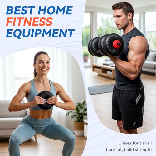 LIFERUN Adjustable Dumbbell Set, Soft PVC Coated, 45lbs/67lbs Free Weight Set Home Gym, 4-in-1 Used As Barbell, Dumbbells, Kettlebell, Weight Plates, Weights Dumbbells Set, Space Saving Fitness Exercise For Men/Women - color: Black, style: 45lb