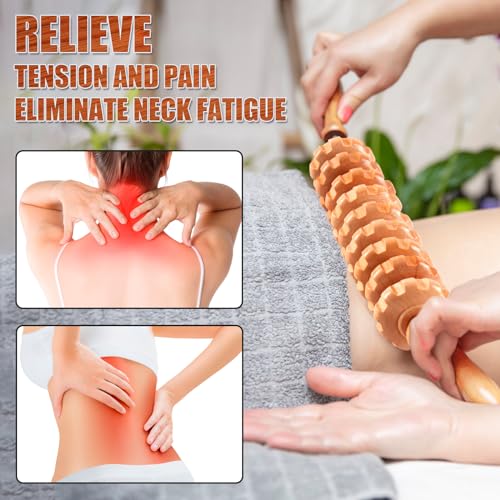 KintKita Wood Therapy Massage Tools,Wooden Massager Stick Roller Lymphatic Drainage Tool,Maderoterapia Kit Self Massage Roller Tool for Cellulite Reduction,Muscle Tension and Body Shaping,Contouring