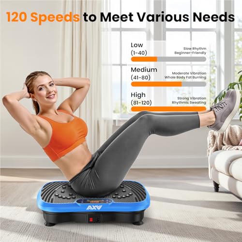AXV Vibration Plate Fitness Platform Exercise Machine Vibrating Shaking Full Body Shaker Workout Vibrate Stand Shake Board Sport for Weight Loss Fat Burner for Gym Home Office - color: SLIM.BLUE