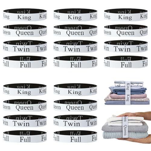 Sheet Organizers and Storage, Elastic Bed Sheet Straps Organizer Bands Linen Labels for Closet, Bedroom and Laundry Room (20Pcs-Mix) - size: 20Pcs-Mix