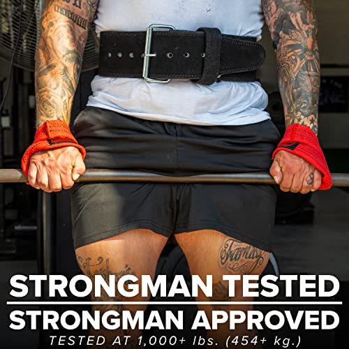 SERIOUS STEEL FITNESS Red Figure 8 Lifting Straps | Deadlift & Strongman Axle Straps - 3 Sizes - color: Red, size: (70 CM - 7.25" Wrist or More)