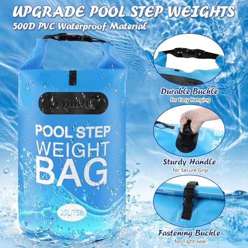 75 lb Heavy Duty Pool Ladder Weights - 2 Pack Pool Step Sand Bags for Above Ground Pools, Waterproof 500D PVC, Tear-Resistant Pool Stair Stabilizer to Prevent Floating, Sky Blue - color: Sky Blue, size: 75 lb