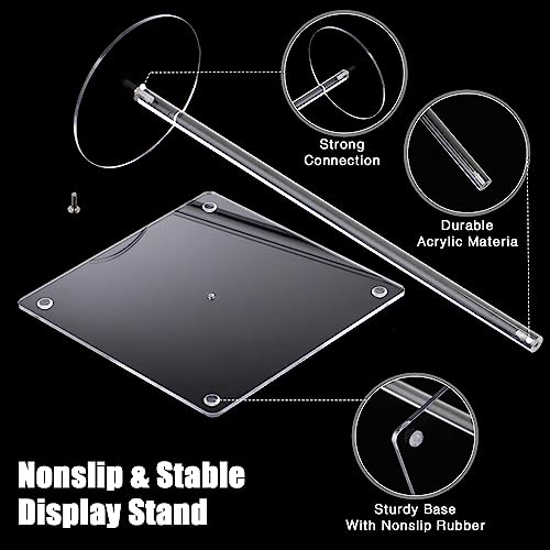 Leinuosen 8 Pcs Clear Acrylic Hat Stand 12" Hat Stands for Display Nonslip Stable Square Barbell Pedestal Wig Display Rack Cowboy Hat Holder Hat Storage for Multiple Hats Wig Styling Practice