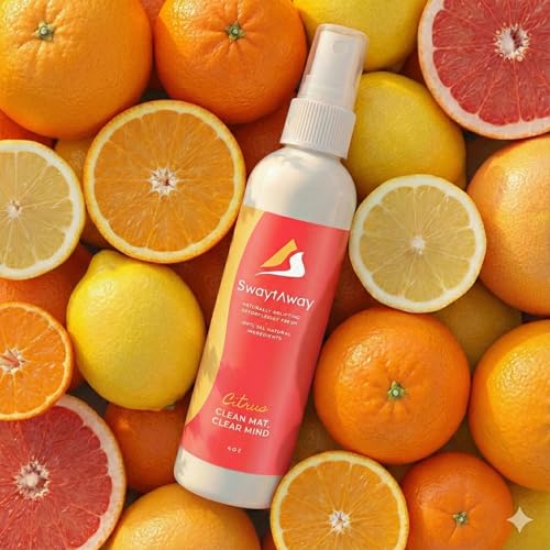 SwaytAway Fitness Mat Mist with Towel, 4oz Travel Size, 2 Pack, Citrus | Yoga Mat Spray with Towel Aromatherapy-Inspired Citrus and Eucalyptus Blend, Plant-Based, No Rinse, Refreshes & Deodorizes - size: 2 Count (Pack of 1)