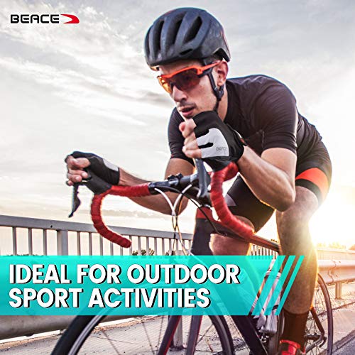 BEACE Gloves for Cycling Bike Biking Half Finger Road Bicycle for Men and Women-5MM Breathable Anti-Slip Shock-Absorbing Pad Gym Motorcycle Light Weight Mountain Bike Gloves - color: Black, size: Small