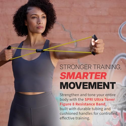 SPRI Ultra Toner Figure 8 Resistance Band with Padded Handles Great for Stretch, Exercise, Fitness Training, Yoga, Resistance Weights, Therapy, Gym or Home Workout Equipment. - size: Very Light, style: Very Light
