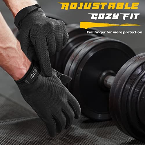 FREETOO Full-Finger Workout Gloves for Men, Padded Gym Gloves with Excellent Grip and Palm Protection - size: Medium