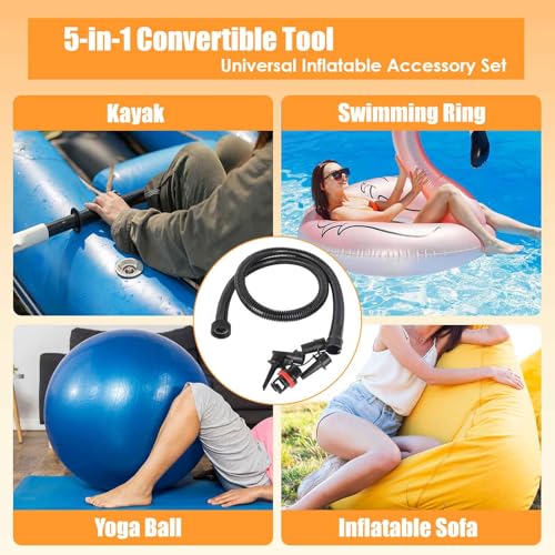 Colaxi Inflatable Air Pump Hose Hand Pump Hose 1.2M Connector Replacement Inflator Accessories for Kayak Pool Mat Swimming Tent