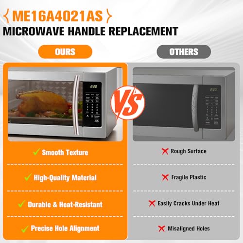 Upgrade ME16A4021AS Microwave Door Handle, DE94-04313F Assembly Handle Compatible with Samsung Microwave Handle ME16A4021AS, Alloy Material, with 2 Screws - style: ME16A4021AS