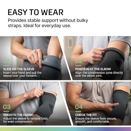 Modvel 2 Pack Elbow Brace for Tendonitis and Tennis Elbow Brace for Women and Men, Elbow Compression Sleeve for Pain Relief and Recovery – Elbow Sleeves Weightlifting Men, Sports & Workout, Arm Brace - color: Black, size: XX-Large