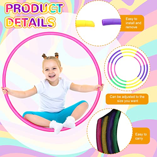 Sratte 12 Pcs Toy Hoop for Kid Detachable Adjustable Toy Hoop Colored Hoop Exercise Ring Plastic Circle for Kid Teen Gymnastics Dog Agility Equipment, Require Self Assembly(Simple Colors, 24 Inch) - color: Simple Colors, size: 24 Inch