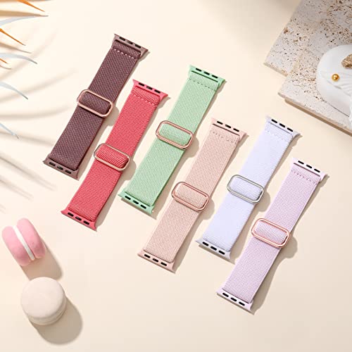 Maledan 10Pack Stretchy Nylon Solo Loop Compatible with Apple Watch Band 45mm 44mm 42mm 46mm 49mm Women Men, Soft Adjustable Braided Elastic Strap for iWatch Ultra 3 Series 11/10/9/8/7/6/5/4/3/2/1/SE - color: Black/White/Smoke Violet/Blue Gray/Wine/Light