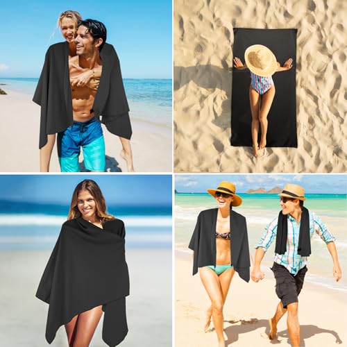 Camping Towel Microfiber Quick Dry Hiking Beach Swimming Pool Travel Yoga Mat Body Towels(Black, 1 Pack XL) - color: Black, size: 1 Pack XL