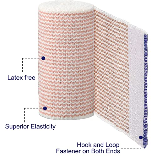 24 Pack Elastic Bandage Wrap 4” Bandage Wrap with Hook and Loop Closure on Both Ends Self Adhesive Bandage Wrap for Sports, Medical, and Injury Recovery - size: 4 Inch