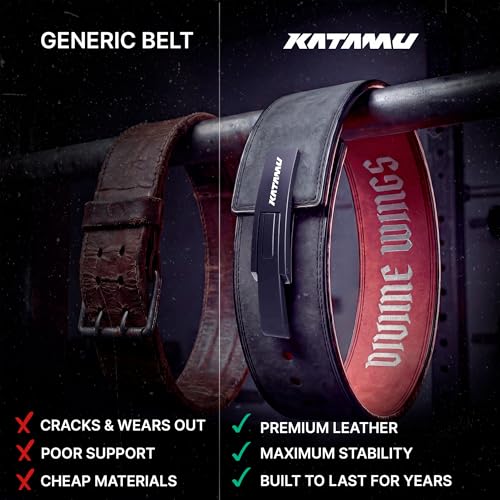 Katamu USPA & IPL Approved Premium Lever Belt | — 10mm and 13mm Leather - color: Divine Wings, size: Large - 10mm