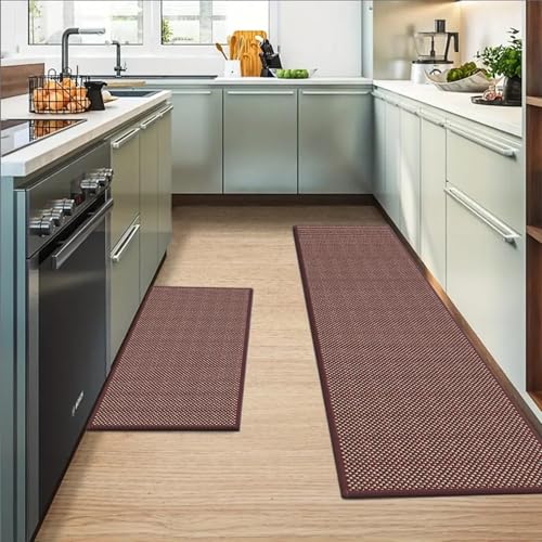 Artoid Mode Washable Non Slip Red Kitchen Rugs and Mats Set of 2, Rubber Backing Absorbent Kitchen Mats for Floor Front of Sink - 17x29 and 17x47 Inch - color: Red, size: 17" x 29" /17" x 47"