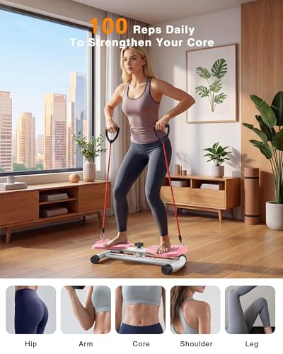 Waist Twister Machine Exercise, 326 lbs Ab Twister Board for Exercise, Home Gym, Balance Training & Fat Burning, Noiseless Workout Equipment for Women & Men - Twist Exercise Machine - color: Pink