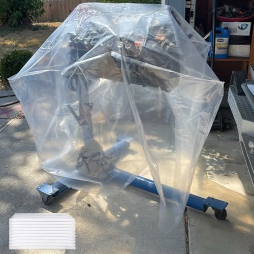 Clear Engine Storage Cover Bags, Heavy-Duty Transparent PE | 5- or 10-Pack, sizes 39.4×47.2 in & 55.1×55.1 in. Heavy-duty clear PE covers for engine storage & workshop use. - size: 39.4" × 47.2"