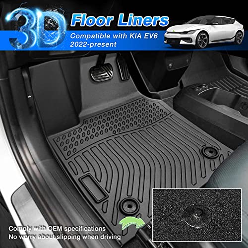 Cartist Floor Mats Compatible with Kia EV6 2022 2023 2024 2025 2026 Accessories All Weather Floor Liner Front & Rear 2 Rows Car Carpet Protection TPE Odorless - size: 1)Kia EV6【2022-2026】