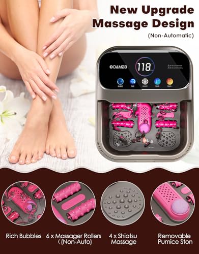 OOAMBB Collapsible Foot Spa with Heat, Bubble,Temp Control,Remote Control, Color Touch Screen Foot Bath Massager with 6 Massage Rollers,Foot Soaking Tub,Pedicure Foot spa for Stress Relief (Deep Grey) - color: Deep Grey
