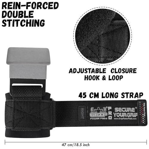 Weight Lifting Rod Hooks Heavy Duty Wrist Wraps Power Weight Lifting Training Gym Grips Straps Set of 2 - color: Gray, size: MEN-Wrist Size Large