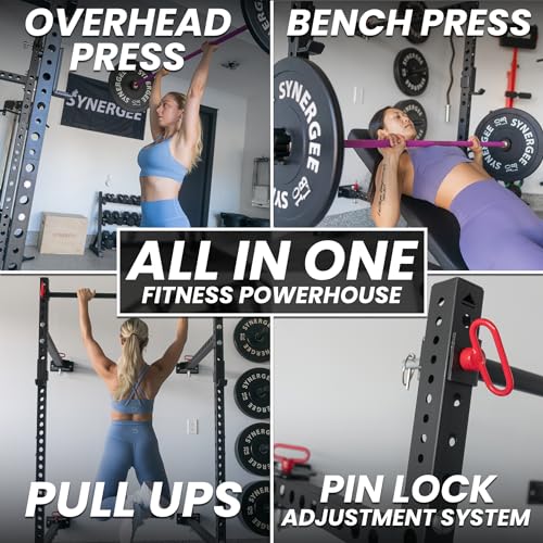 Synergee 2200 Folding Rack – 750 lb Capacity Power Cage - color: b) Red 79" x 21"