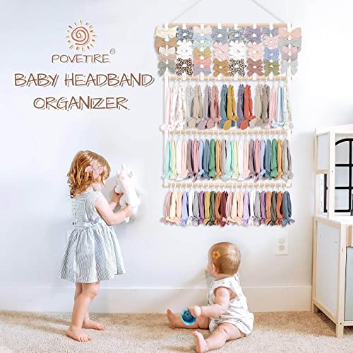 POVETIRE Headband Holder Hair Bows Organizer for Girls,Baby Headbands Hair Accessories Organizer Storage Wall Hanging Decor for Nursery Girls Room - color: White-1