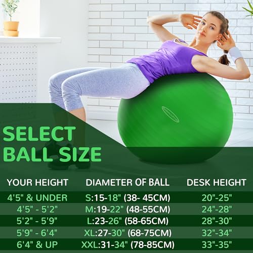 Fitvids Anti-Burst and Slip Resistant Exercise Yoga Fitness Birthing Ball with Quick Pump, 2,000-Pound Capacity, Multiple Colors and Sizes - color: Green, style: 15-18in (38-45cm), S