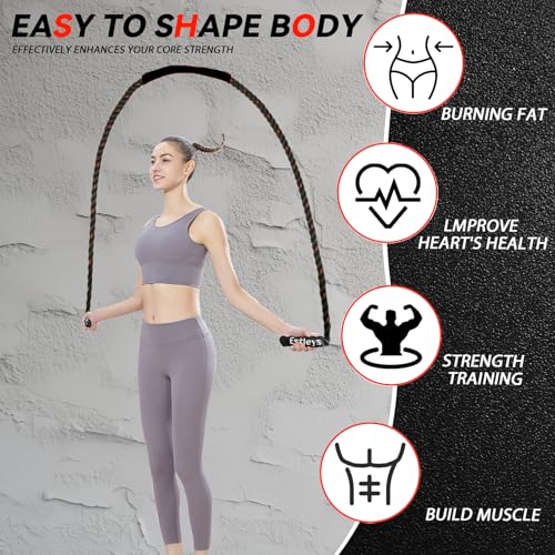5lb Weighted Jump Rope for Men and Women, Adult Heavy Skipping Rope, Heavy Jump Ropes for Home Workout, Weight Loss, Shaping Body, Total Body Workout Equipment (Black Grey) - color: Black Red