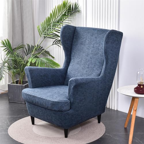 NILUOH Wingback Chair Slipcover 2-Piece Stretch Wingback Chair Sofa Slipcover Armchair Cover Printed Furniture Protector Couch Soft with Elastic Bottom for Living Room, Grey - color: Grey-1
