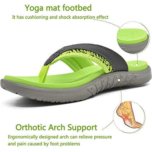 KuaiLu Mens Sport Flip Flops Comfort Orthotic Thong Sandals with Plantar Fasciitis Arch Support Outdoor Summer Beach Size 7~15 - color: Turquoise, size: 10