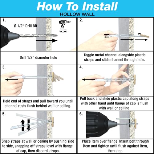 TOGGLER SNAPTOGGLE Drywall Anchor with included bolts for 0.25"x2.5" (100 Pieces) - size: 2.5 inches
