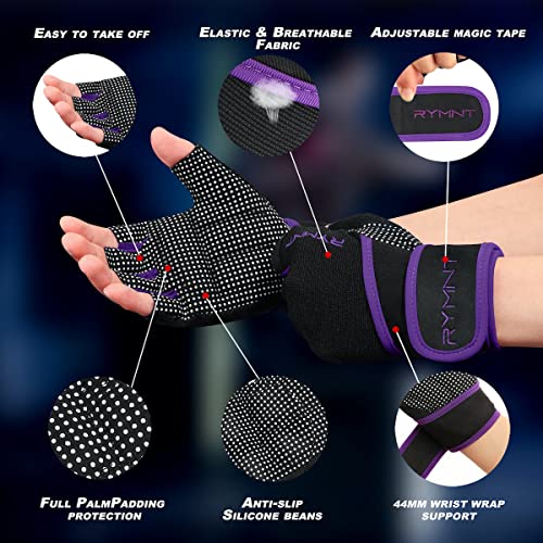 Workout Gloves with Wrist Wrap Support, Weight Lifting Gloves with Full Palm Protection & Extra Grip for Men Women Gym Exercise, Fitness, Weightlifting, Pull ups - color: Purple, size: Small