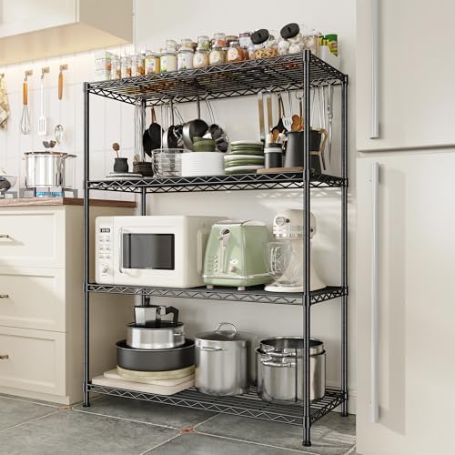 DurayLoly 4- Shelf Metal Shelving Unit Adjustable Storage Shelves Heavy Duty Garage Shelving Steel Wire Shelving for Laundry Bathroom Kitchen Pantry Closet Garage Black, 35.6Wx16Dx54H - size: Black-35.6"Wx16"Dx54"H