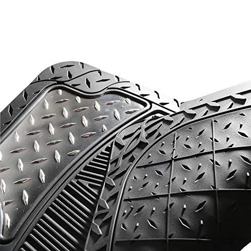 FH Group Automotive Floor Mats - Heavy-Duty Metallic Rubber Floor Mats for Cars, Universal Fit Full Set, Climaproof Floor Mats, Trimmable Floor Mats for Most Sedan, SUV, Truck Floor Mats Silver - color: Silver