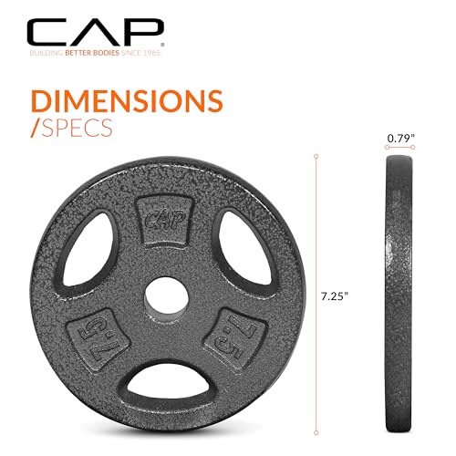 CAP Barbell Standard 1-Inch Grip Weight Plates - color: Black, size: 7.5 lbs Plate Pack (x2)