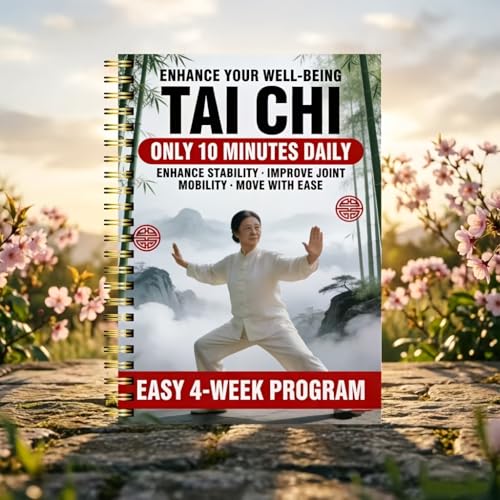 4-Week Tai Chi Balance Planner for Seniors – 10-Minute Daily Routine Log, Mobility & Stability Tracker, Easy-to-Follow Spiral-Bound Fitness Journal