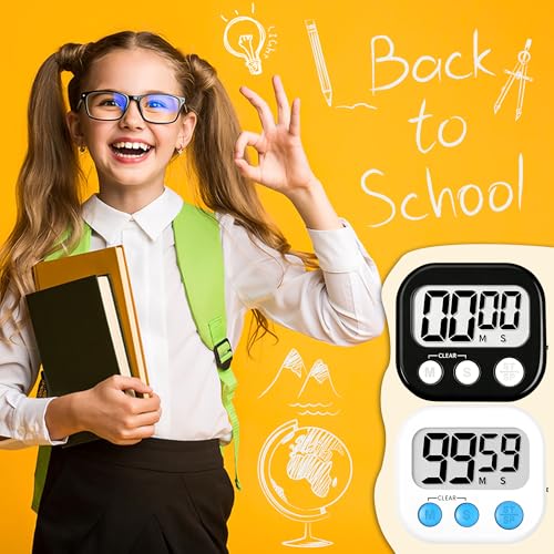 ZILLEEN Classroom Timer for Kids Teachers 2 Pack Digital Timers, Black & White - color: Black & White