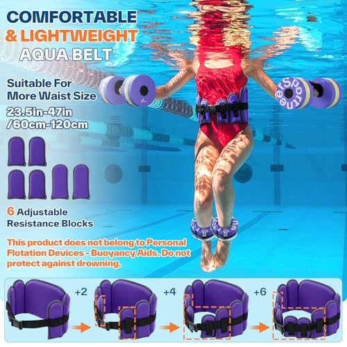 Sportneer Aquatic Exercise Equipment Water Aerobics Combo Set Includes High Density Water Weights Dumbbell Aqua Belt Water Ankle Weights for Pool Exercise Aquatic Therapy Pool Fitness Water Exercise - color: Purple, style: Aqua Exercise Set with Foam Cuff