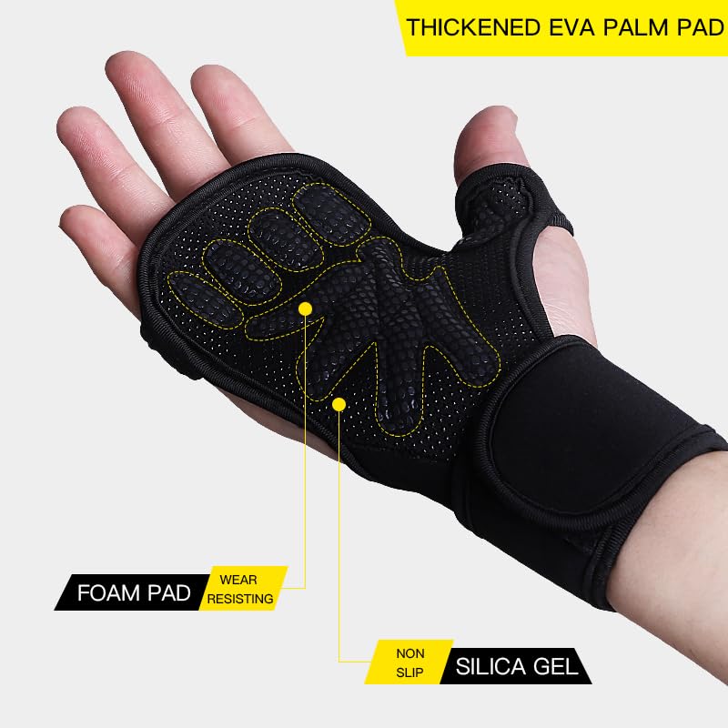 SUJAYU Gym Gloves for Men Weight Lifting Gloves, Wrist Wraps Wrist Straps for Weightlifting, Lifting Wrist Wraps Wrist Support Wrist Weights Gym Gloves for Men Workout Gloves for Men Women - size: Medium
