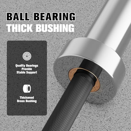 RitFit Elite 7ft Olympic Barbell, Robust 45lb Barbell for Weightlifting and Powerlifting, Superior Olympic Bar with Exceptional 500lbs Load Capacity, Weight Bar for 2” Standard Plates - color: Silver/Black, size: 6.6 ft 900 lb 33 lb without Collar