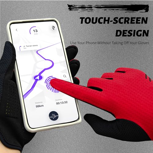 VXW Bike Gloves for Men Women Cycling - with Reflective Strips &Anti-Slip Shock-Absorbing Pad for Bicycle/Mountain Bike/Workout/MTB/Gym - color: Red, size: Small