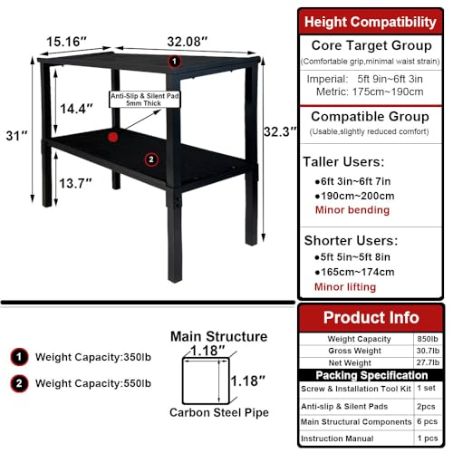 Commercial Heavy Duty Dumbbell/Kettlebell Rack Stand 500-800LBS | Heavy Duty One-Piece Welded Frame, Anti-Tip Non-Slip Base, Easy 6-Part 10-Min Assembly, Fitness Gear Storage for Garage - style: New-2-Tier Large Capacity Dumbbell Rack - Black